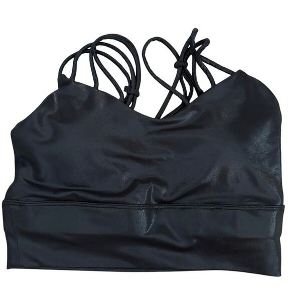 Flex It Pink Women's Black Leather Sports Bra Size Medium - Picture 1 of 5